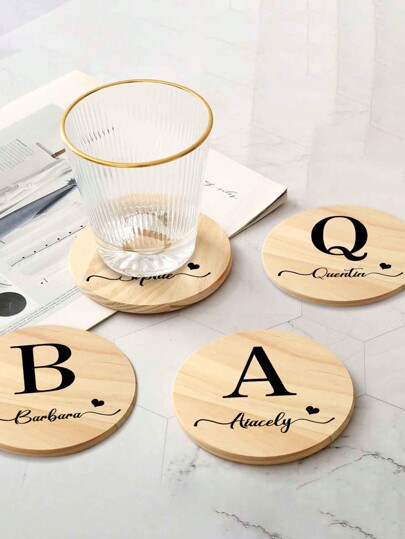 1pc Customized Wooden Coaster, Pine Wood Coaster With Personalized Logo Name, Ideal Gift For Wedding, Engagement, Family Gathering, Friends And Families, Can Customize Your Name, Round Placemat, Beverage Coaster, Coffee Coaster, Personalized Anti-Slip Heat-Resistant Placemat,Multi-Functional,Durable,Ornamental,Reusable,Exquisite,Stylish,High-Quality,Colorful,Modern,Custom,Personalized,Unique,Ideal Gifts For Him,Ideal Gifts For Her,Boyfriend,Dad,Girlfriend,Mom,Family,Friends,Tea Room,Home,Garden,Office,For Anniversaries,For Valentine's Day,For Mother's Day,For Birthdays,For Father's Day,For Graduation,For Weddings,For Housewarming,Brunch-Ready,Customized Coasters,Warm Ambience