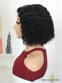 Curly Wave Bob Wig Human Hair 4x4 Deep Wave Curly Lace Front Wigs Human Hair For Women Short Bob Human Hair Wig Pre Plucked With Baby Hair Glueless Hair Curly Wigs Nature Hairline 180% Density 8 Inch Thanksgiving & Christmas &Party Short Bob Wigs