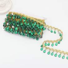 1 Yard Bobbin Fringe Lace Rhinestone Braided Ribbons 3.5cm Sewing Apparel Trims Accessories