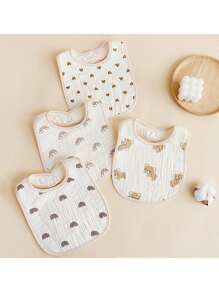 Bavoirs bébé, bavoirs en gaze en forme de U, bavoirs en mousseline respirants et absorbants