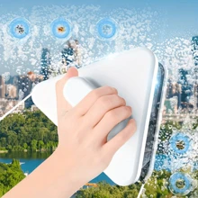 1 pieza Limpiacristales magnético doble cara para edificios de gran altura, herramienta de limpieza de vidrio con imán potente para sala de estar, dormitorio, baño - Material de plástico - Blanco - Ver 1