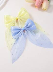 Bộ 10 chiếc kẹp tóc nơ bằng vải chiffon màu trơn dành cho bé gái/thiếu nữ, phụ kiện tóc dùng hàng ngày. - Nhiều màu - Xem 6