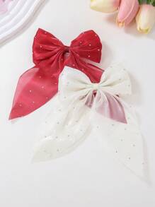 Bộ 10 chiếc kẹp tóc nơ bằng vải chiffon màu trơn dành cho bé gái/thiếu nữ, phụ kiện tóc dùng hàng ngày. - Nhiều màu - Xem 5