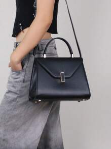 2025 新款时尚手提包，独特设计高端优质皮革纹理托特包，女士通勤百搭 Kally 结构迷你方形单肩斜挎包，适合派对，最佳母亲节礼物