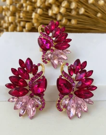 Purple And Green Earring And Ring / Blue Earring / Fuchsia Earring / Purple Earring / Green Earring / Pink Earring - 紫紅色 - 查看 1