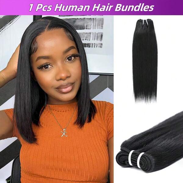 10A Pacotes Retos Cabelo Humano Não Processado Brasileiro Virgem Cabelo Humano Liso Extensões de Cabelo Preto Natural 1 Pacote