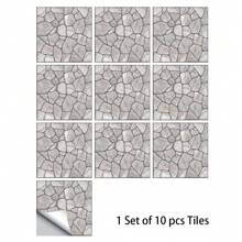 10pcs/20pcs Self-Adhesive PVC Matte Gray Stone Pattern Wall Stickers, Wall Paper, Tile Stickers For Home, Kitchen, Living Room, Bathroom, Bedroom Decor Floor Tiles Flooring Floor Tiles Self Adhesive Floor Tiles Peel Stick Floor Living Room Decor Home Decor - Dark Grey - View 2