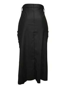 European & American Fashion Women's Autumn Apparel, Office Wear, Best-Selling Birthday Party Dress, Asymmetric Slit Skirt, Sexy Bodycon Mid-Length Skirt, Enhancing Waist & Hip Pencil Skirt - Black - View 3