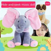 1 件，捉迷藏大象毛绒玩具，捉迷藏游戏玩具唱歌互动音乐玩具，送给朋友的好礼物活动耳朵捉迷藏熊娃娃 - 彩色 - 查看 12