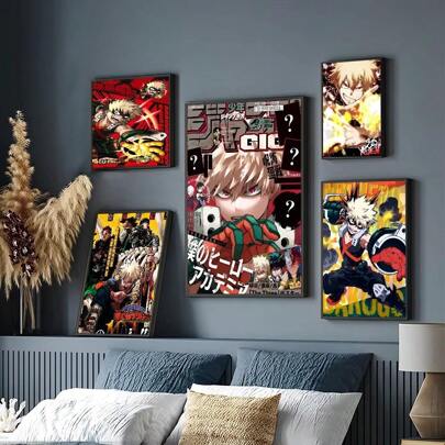 1 件/3 件墙面艺术海报可选框架动漫复古动漫海报高清品质墙面艺术复古海报家居卡哇伊房间装饰帆布艺术适合书房和客厅装饰，高品质，无框