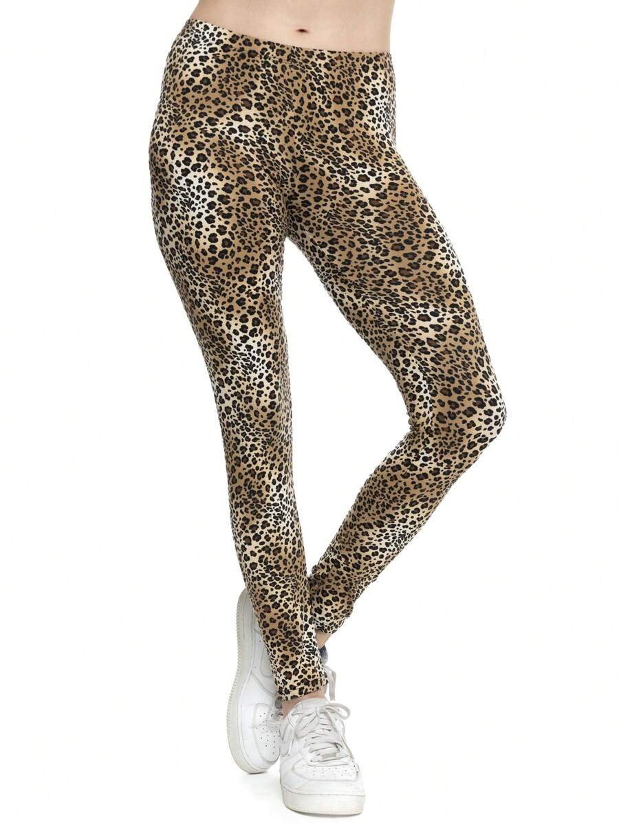 Women's And Plus Size Oh So Soft Full Length Leggings | Solids & Prints | Adult Sizes S - 7X - Brown Cheetah - 查看 1