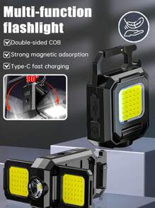 1 pièce Ultra-compacte Lumière de travail USB COB - Lampe de poche haute puissance 800mAh avec aimantation - L'outil de camping portable parfait pour les urgences