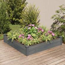 Premium Solid Fir Wood Raised Garden Bed 1220x25 Cm With Gray Insert For Outdoor Planting And Gardening