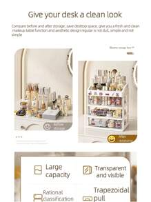 1 szt. Z szufladą Podwójna potrójna duża, średnia i mała wielkość przenośne pudełko do przechowywania kosmetyków z podziałem na szminkę, krem pod oczy, krem do rąk, puder, cień do powiek, lakier do paznokci, przestrzeń organizacyjna, półka do przechowywania, pudełko do przechowywania kosmetyków, półka do przechowywania