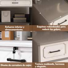 Tocador con 3 Cajones y Espejo -Tocador Moderno Vanidad para Maquillaje con Amplio Almacenamiento, Ideal para Organizar Todos tus Cosméticos - Gris - Ver 6