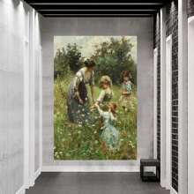 Mountain River Landscape Canvas Art With Wooden Frame - Christmas Decor Wall Hanging For Living Room, Bedroom, Office, Bar, Cafe - Perfect Holiday Gift For Family And Friends,