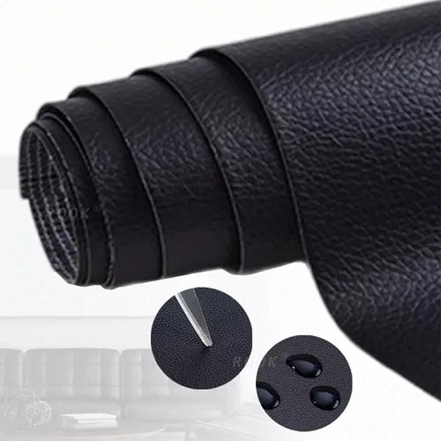 Parche autoadhesivo para asiento de sofá, reparación, subsidio para reparación interior de coche, engrosamiento de Tela de pu - Negro - Ver 1