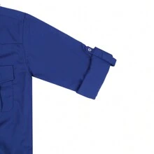 Men's Western Cowboy Pearl Snap Button Up Casual Long Sleeve Two Pockets Work Shirts - 寶藍色 - 查看 6