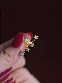 1 Pair Luxury Star-Shaped Earrings With Sparkling Zirconia Stones - Hypoallergenic, Suitable For Parties And Festivals, Ideal Christmas Gift