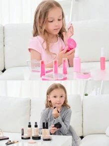 1 Set Girls Pretend Makeup Toy Set, Princess Dress Up Accessories Playset Including Brush, Eyeshadow, Lipstick, Christmas Gift For Girls, Not Real Makeup - Storage Bag - View 12