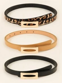 3 件套矩形小扣腰带套装，时尚女学生、青少年、女士，适合搭配连衣裙、外套、牛仔裤、休闲装、派对、度假和休闲活动 - 多色 - 查看 12