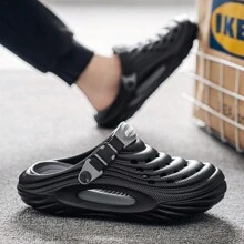 Plus Size Men's Summer Outdoor Breathable Sandals, Soft Thick Tire Sole Anti-Slip Closed Toe Beach/Hiking Slippers
