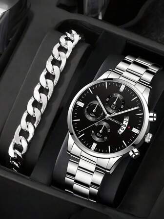 2st/set Herrmodekalender Quartz Watch & Armband Set