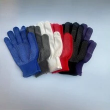 1 paire / 2 pièces - 12 paires / 24 pièces Set combinaison aléatoire Gants de jardinage en nylon 13 gauge à points anti-dérapants, escalade, conduite, emballage, gants de travail respirants, revêtement à points résistant à l'usure, gants de travail fins unisexes, gants polyvalents en nylon à coquille anti-dérapante