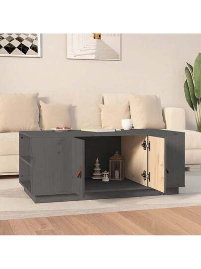 VidaXL Coffee Tafel 100x50x41 Cm Solid Pine Wood Grijs view 3