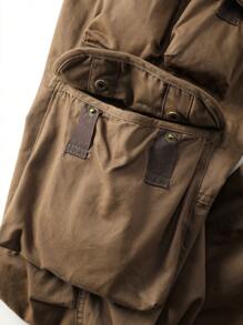 AKARMY Men's Casual Cargo Pants 250g Pants /1 Pcs Pants/100% Cotton  Camo Pants Combat Work Pants With 8 Pockets Outdoor (No Belt) - 棕色 - 查看 7