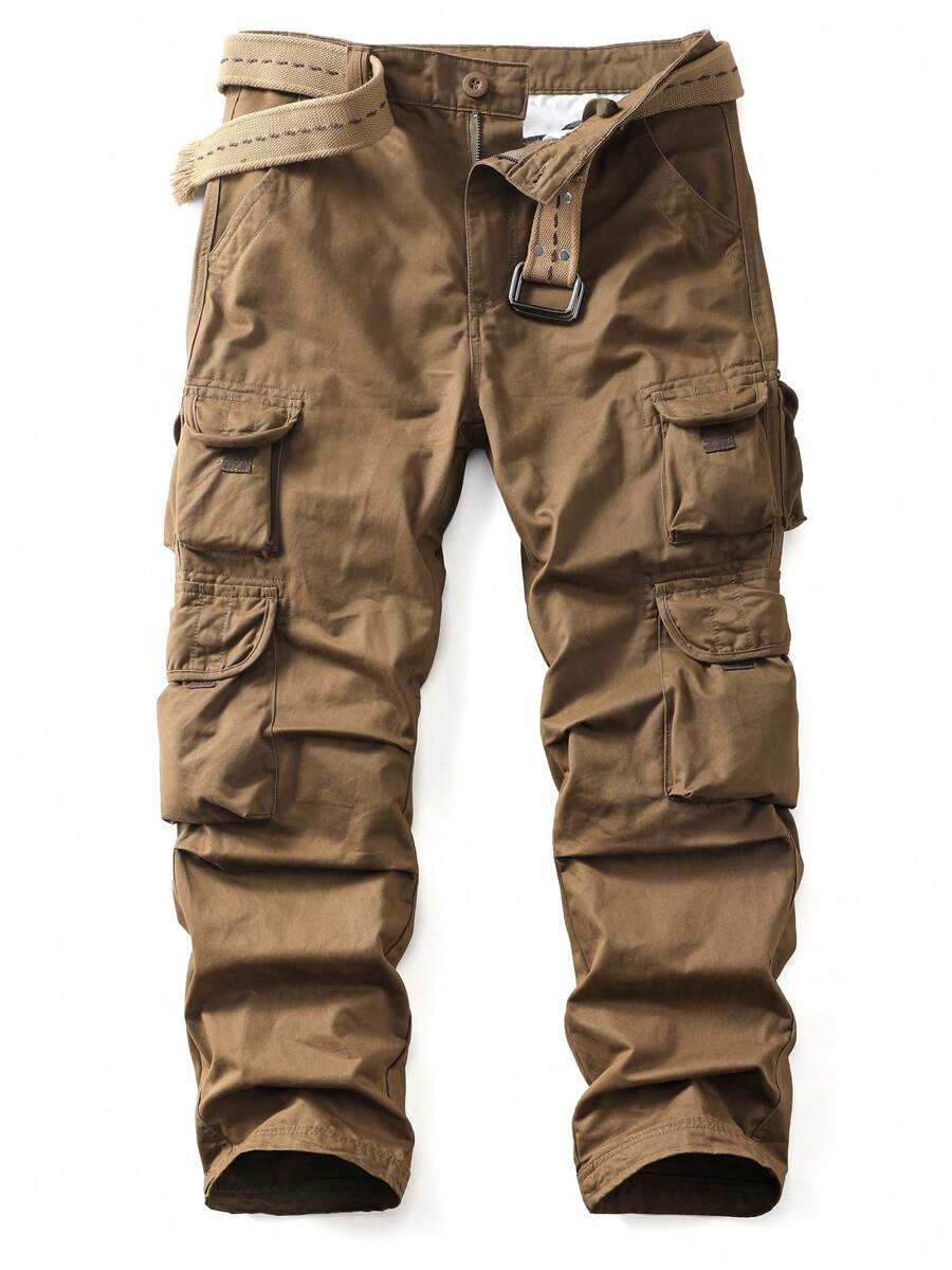 AKARMY Men's Casual Cargo Pants 250g Pants /1 Pcs Pants/100% Cotton  Camo Pants Combat Work Pants With 8 Pockets Outdoor (No Belt) - 棕色 - 查看 1