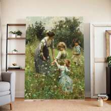 Mountain River Landscape Canvas Art With Wooden Frame - Christmas Decor Wall Hanging For Living Room, Bedroom, Office, Bar, Cafe - Perfect Holiday Gift For Family And Friends,