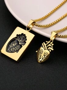 2 Stücke modische Paar Herz-zu-Herz Anhänger Halsketten, Edelstahl, luxuriöses klassisches Design, speziell für Paar zum Valentinstag, geeignet für Dates, Verlobungsgeschenk, Mutter, Muttertag, Geschenk