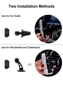1PC Car Phone Holder Sparkling Imitation Diamond Car Vent Installation Clip Phone Holder Holder Car Holder Interior Accessories Women