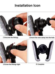 1PC Car Phone Holder Sparkling Imitation Diamond Car Vent Installation Clip Phone Holder Holder Car Holder Interior Accessories Women