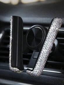 1PC Car Phone Holder Sparkling Imitation Diamond Car Vent Installation Clip Phone Holder Holder Car Holder Interior Accessories Women
