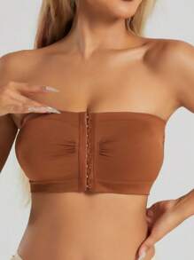 3pcs Plus Size Women Snap-Button Tube Tops Wireless Front-Close Minimizer Bras