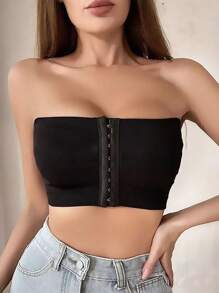 3pcs Plus Size Women Snap-Button Tube Tops Wireless Front-Close Minimizer Bras