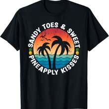Sandy Toes Sweet Pineapply Kisses Cute Summer Pineapple T-Shirt - Black - View 1