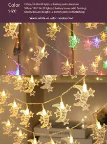 1 pieza Luces de cadena con diseño de estrella, nuevas luces de hadas LED, pequeña luz nocturna para tienda de campaña, decoración de fiesta al aire libre (baterías no incluidas) - Multicolor - Ver 10