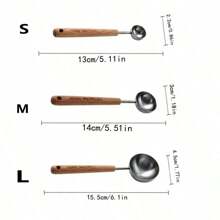 1 PIEZA/Cuchara de café vintage para medir, cuchara para café molido de acero inoxidable con mango de madera largo, cuchara de medición metálica para café, té y miel, ideal para volver al colegio