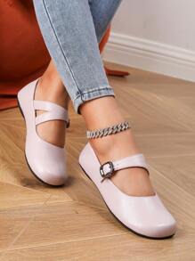 Minimalist Convenient Casual Versatile Solid Color Flat Loafers - Baby Pink - View 2