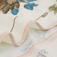 卡通印花平纹细布襁褓毯新生儿婴儿裹巾浴巾爱心情人节