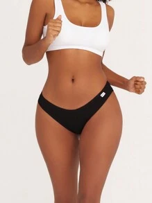 18PCS Cotton Bikini Rib Cheeky Panties Sexy V-Shaped Waistband Hipster Women's Underwear,XS-XL - Nhiều màu - Xem 3