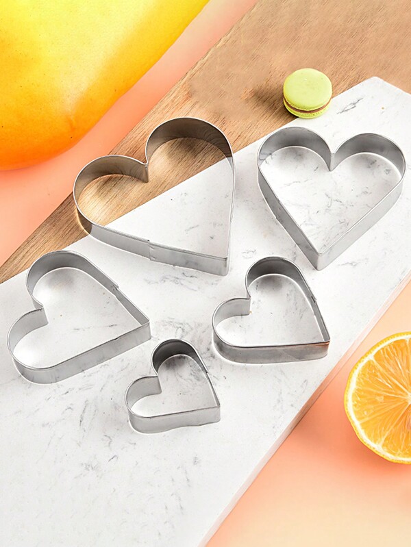 5pcs Stainless Steel Heart-Shaped Cake Mold Set, Baking Cookies DIY Tools For Valentine's Day Valentine's Day Valentines Valentine's Day Decor Valentine's Day Valentine Valentines Day Valentines Gifts