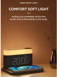 Cargador inalámbrico 4 en 1 nuevo, carga múltiple para teléfono móvil y reloj, con función de reloj despertador y luz nocturna