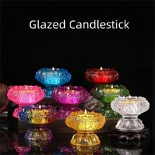 1pc 7-Color Offering Lamp Candle Holder, Home Lotus Crystal Eternal Light Decor - Multicolor - View 5