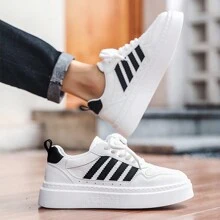 New Autumn Men Casual Shoes, High-Quality Breathable 4-Stripe Sports Sneakers, Low-Top Versatile Canvas Casual Shoes