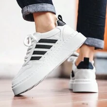 New Autumn Men Casual Shoes, High-Quality Breathable 4-Stripe Sports Sneakers, Low-Top Versatile Canvas Casual Shoes