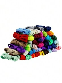 Classic Versatile Double-Layer Polyester Flat Shoelaces, Suitable For Casual Shoes, Sports Shoes, Sneakers